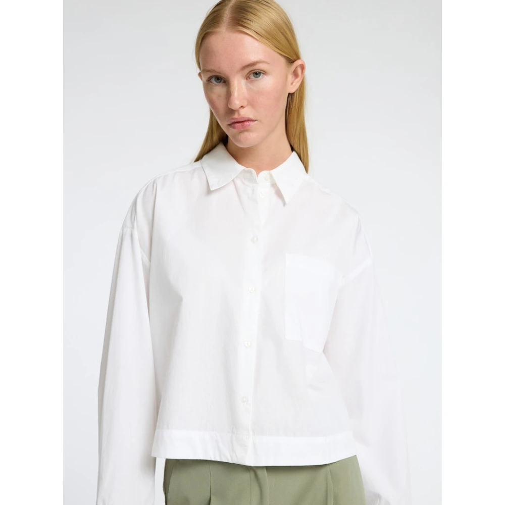 Selected Femme Cropped Boxy Shirt White Dames