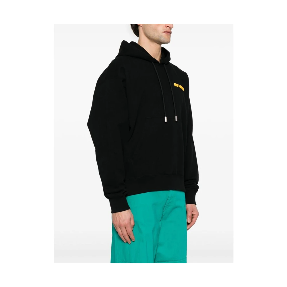 Off White Zwarte Geribbelde Sweatshirt met Zak Black Heren