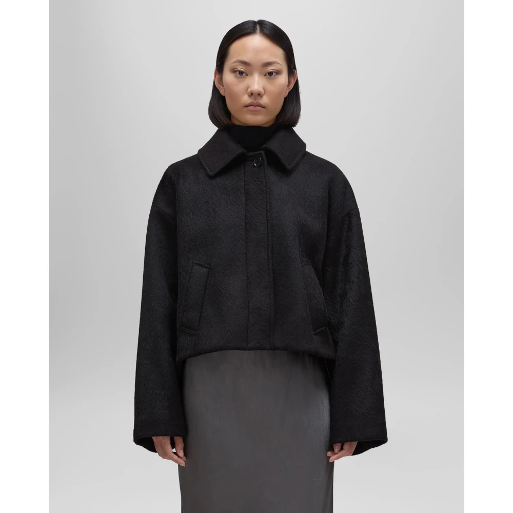 Aspesi Faux Fur Jersey Jas Black Dames