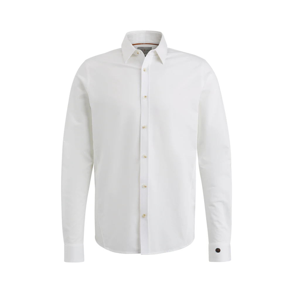 CAST IRON Heren Overhemden Long Sleeve Shirt Twill Jersey 2 Tone Lichtgrijs