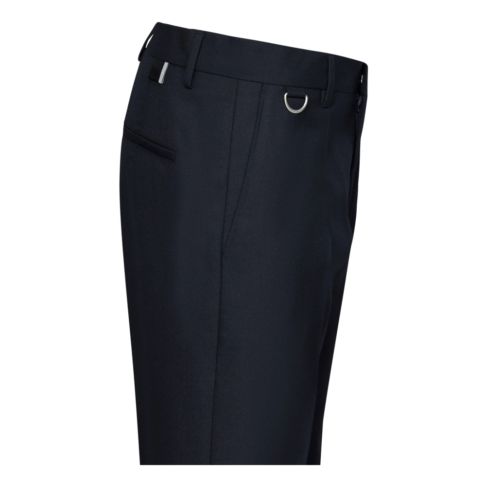 Low Brand Blauwe Tapered Leg Wollen Broek Blue Heren