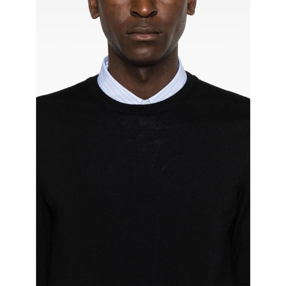 Zanone Zwarte trui met ronde hals Black Heren