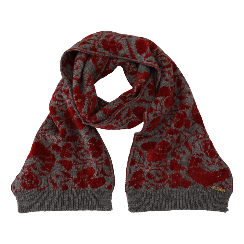 Gianfranco Ferré Chique Rood & Grijs Katoenen Omslag Sjaal Multicolor Dames