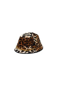 Pre-owned Leopard Fabric Hat with Gold Chain