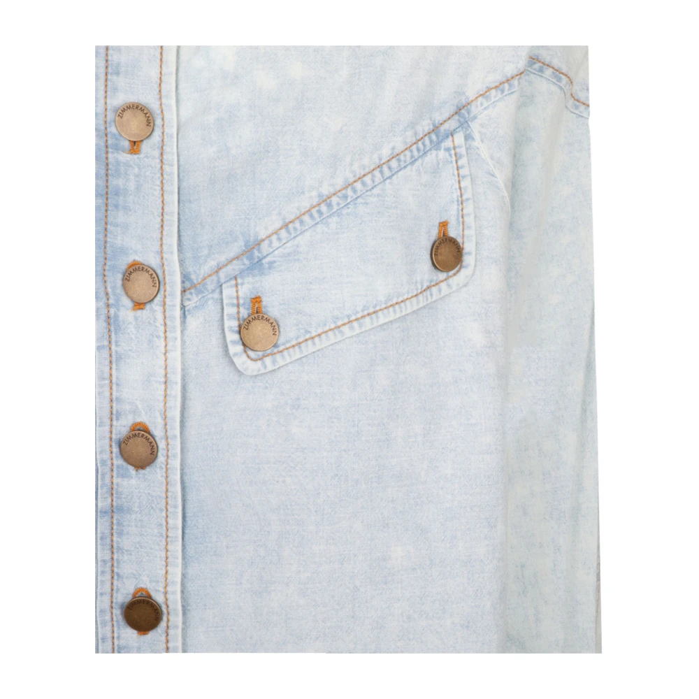 Zimmermann Blauwe Denim Knoopshirt Blue Dames