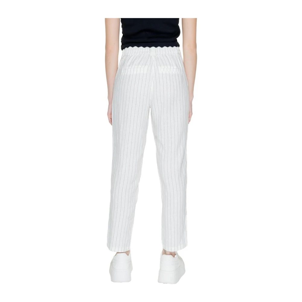 Only Linnenmix regelmatige broek Damescollectie White Dames