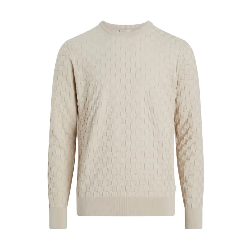 Calvin Klein Men's Beige Embossed Crewneck Jumper