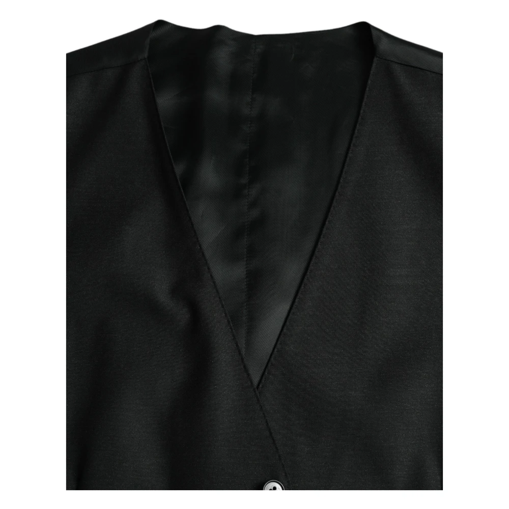 Dolce & Gabbana Zwart Wol Formeel Jurk Vest Black Heren