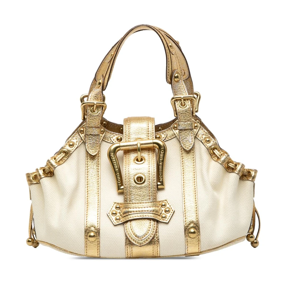 Louis Vuitton Vintage Women's White Pre-Owned Textile Satchel