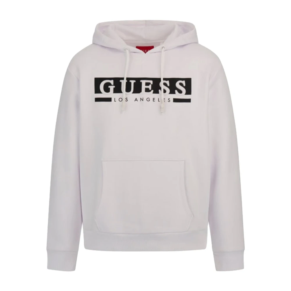 Guess Logo Katoenen Hoodie met Capuchon White Heren