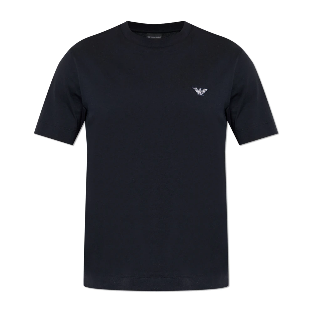 Emporio Armani Mannelijk Blauw Slim-Fit T-Shirt Van Zware Jersey