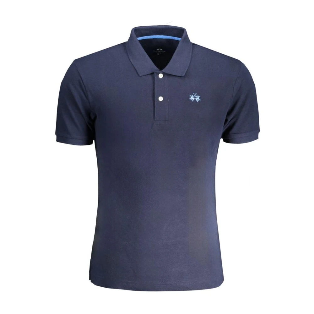LA MARTINA Blauw Katoenen Poloshirt met Borduursel Blue Heren
