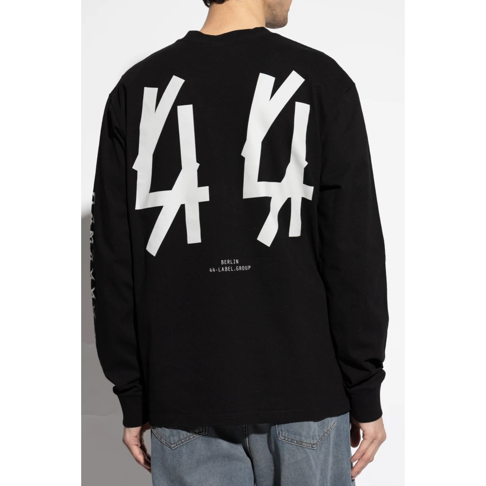 44 Label Group Lange mouw katoenen t-shirt Black Heren