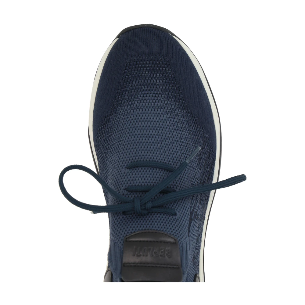 Berluti Blauwe lage sneakers met leren detail Blue Heren