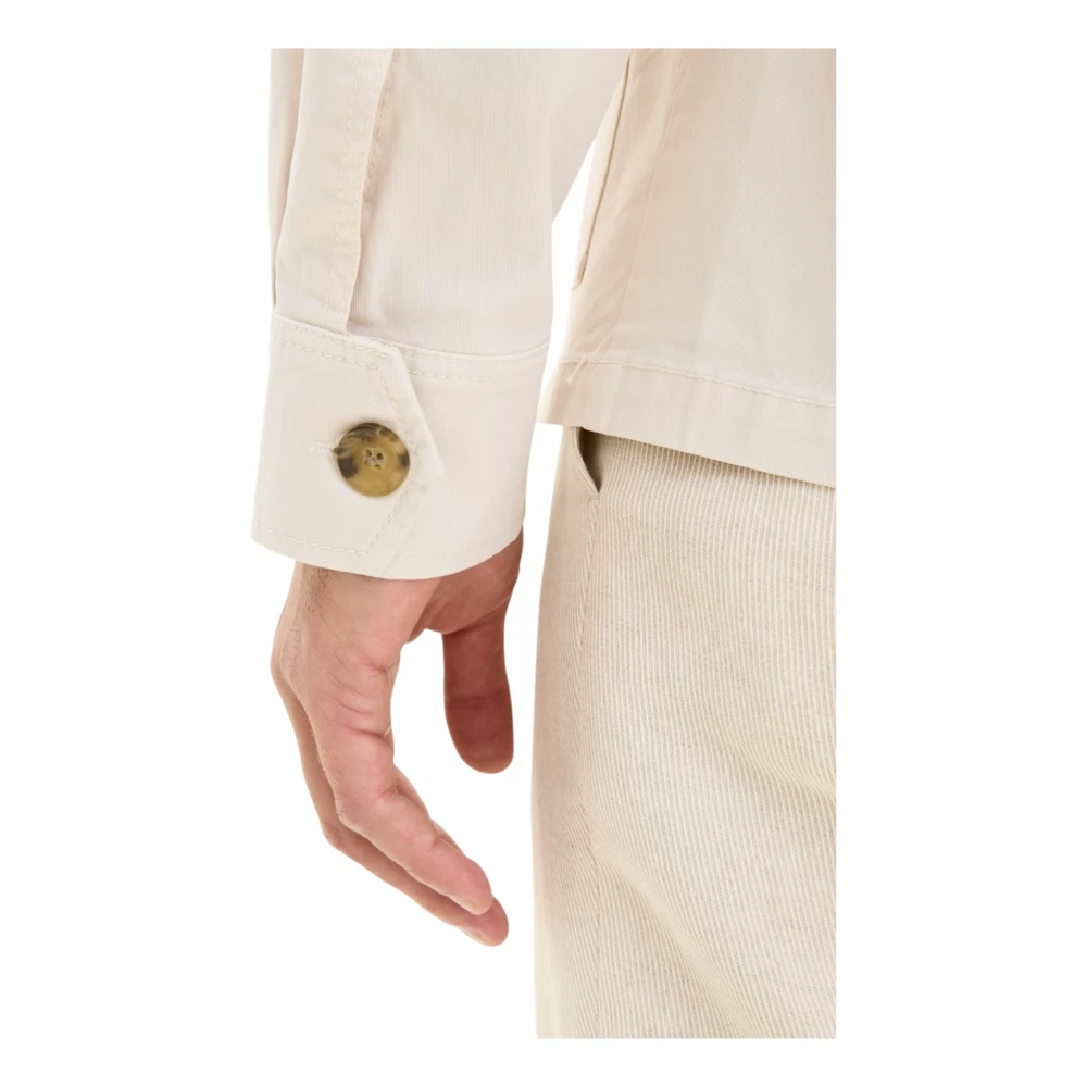 Oscar Jacobson Witte Safari Katoenen Stretch Overshirt Beige Heren