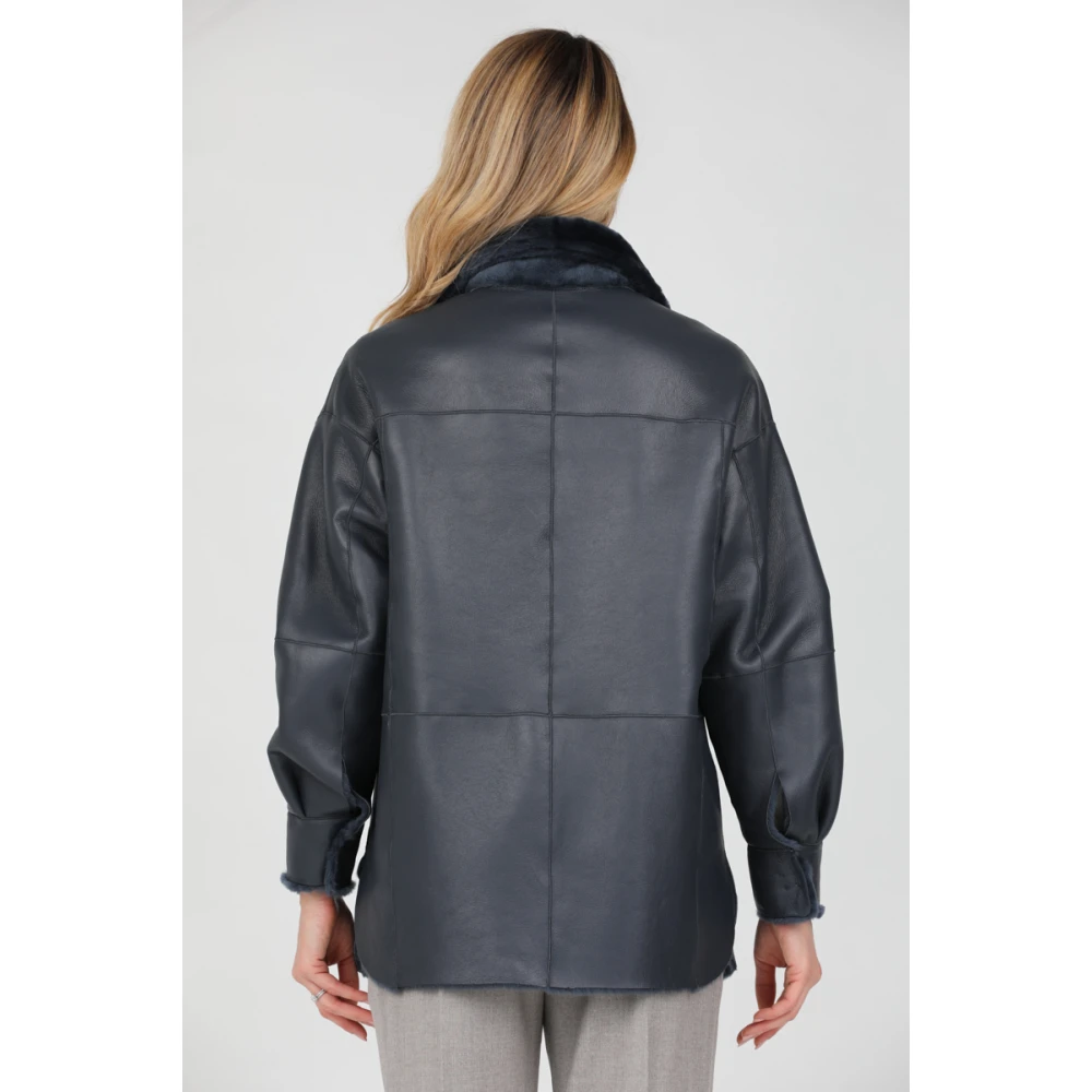 Gimo's Omkeerbare lamswollen jas Blue Dames