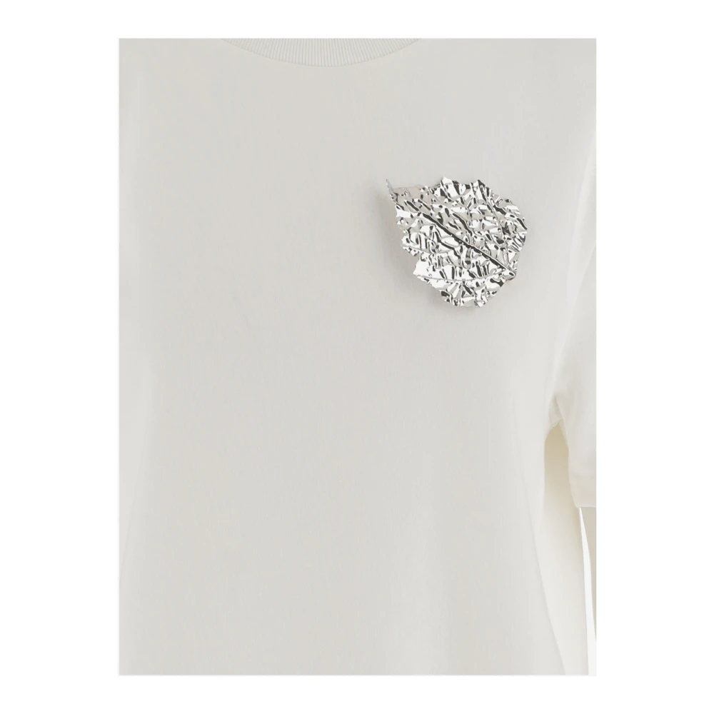 Jil Sander Blad Broche Katoenen T-shirt White Dames