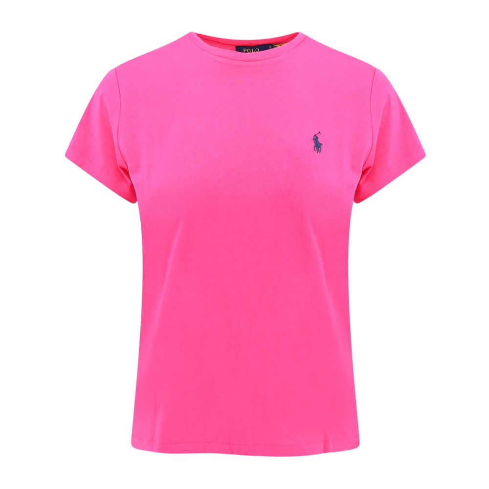 Polo Ralph Lauren Klassiek katoenen T-shirt met logoborduursel Pink Dames