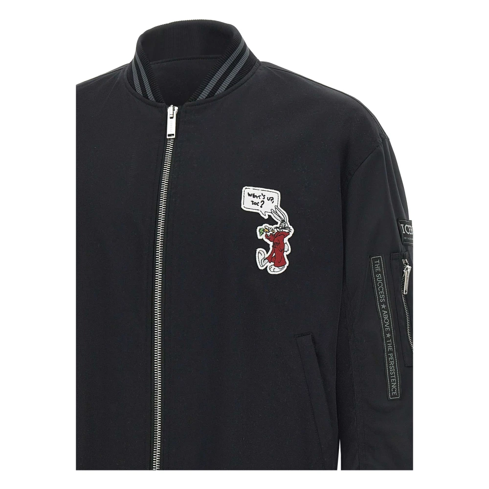 Iceberg Zwarte Katoenen Jas met Cartoonprint Black Heren