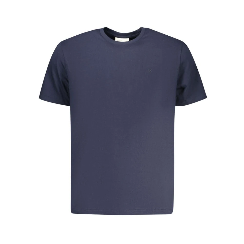 Calvin Klein Men's Blue T-Shirts, S, Embroidered Cotton T-Shirt