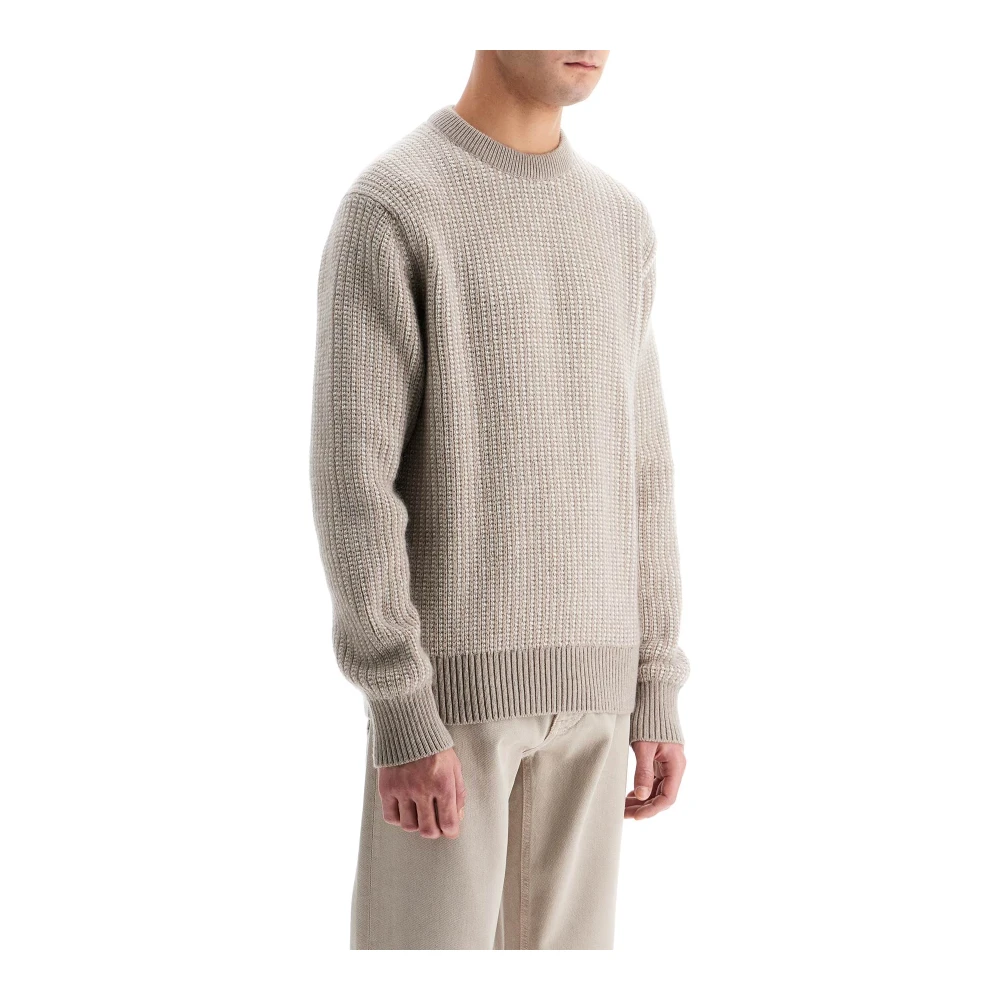 Ermenegildo Zegna Melange Cashmere Mohair Sweater Beige Heren