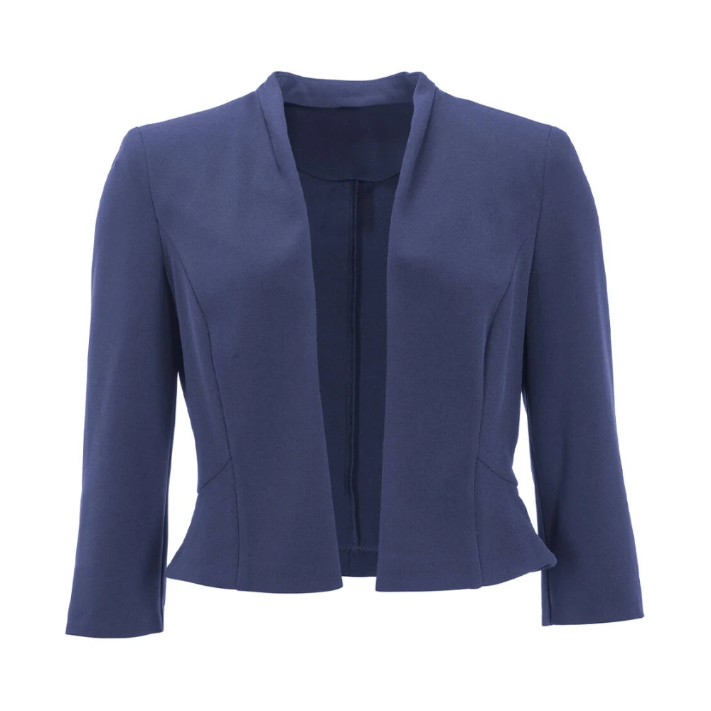 Swing Getailleerde Jersey Crepe Jas Blue Dames