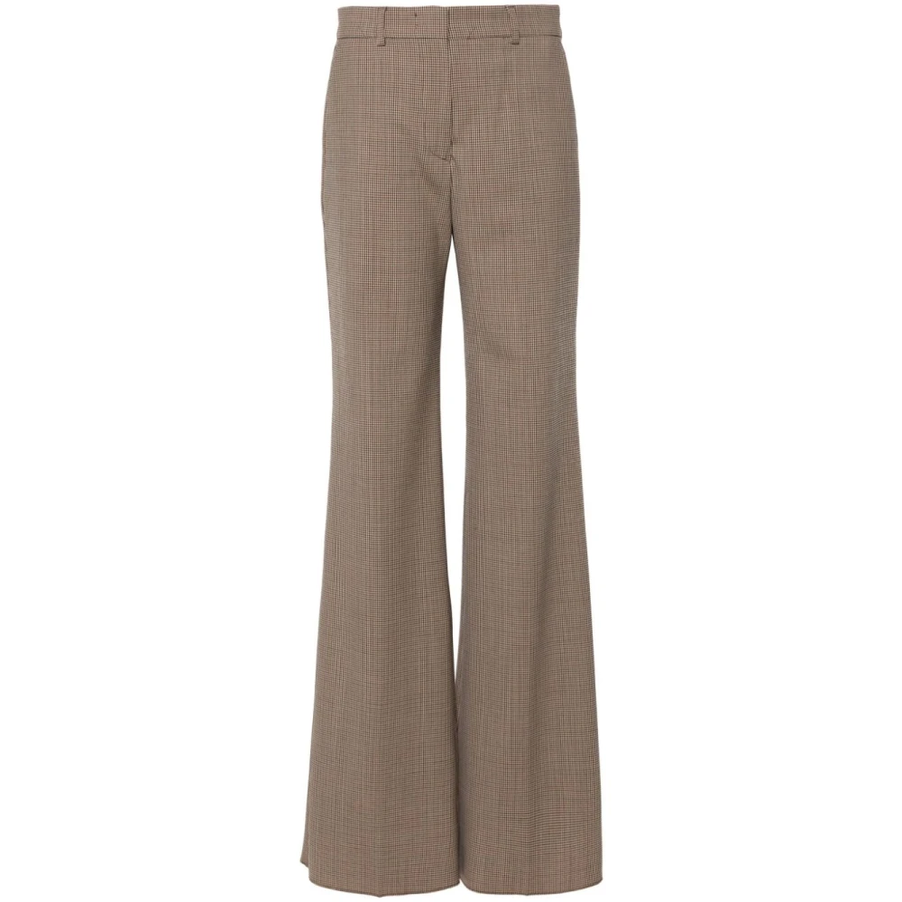 Sportmax Women's Beige Flared Leg Wool Blend Trousers