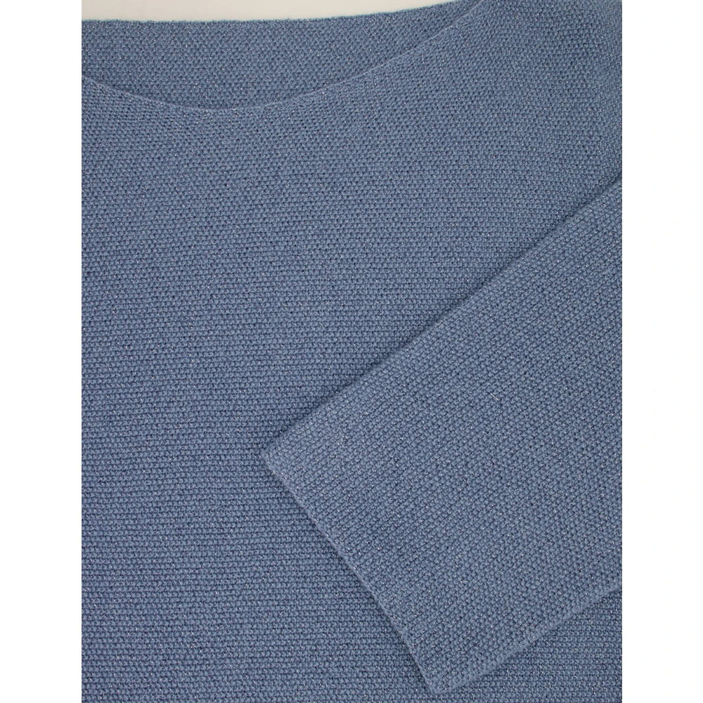 Le Tricot Perugia Lurex Boat-Neck Jumper Blue Dames