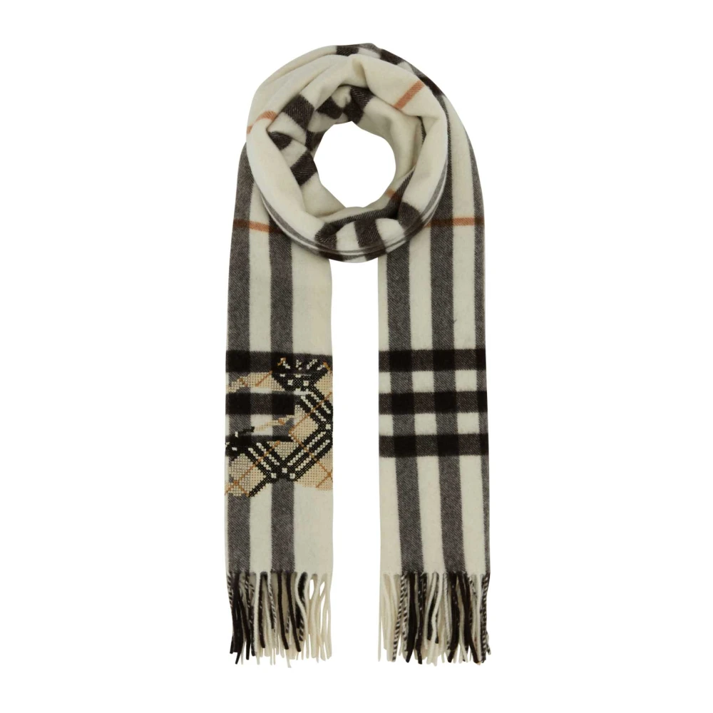 Burberry Unisex Multicolor Winter Scarves, One Size, Embroidered Cashmere Scarf