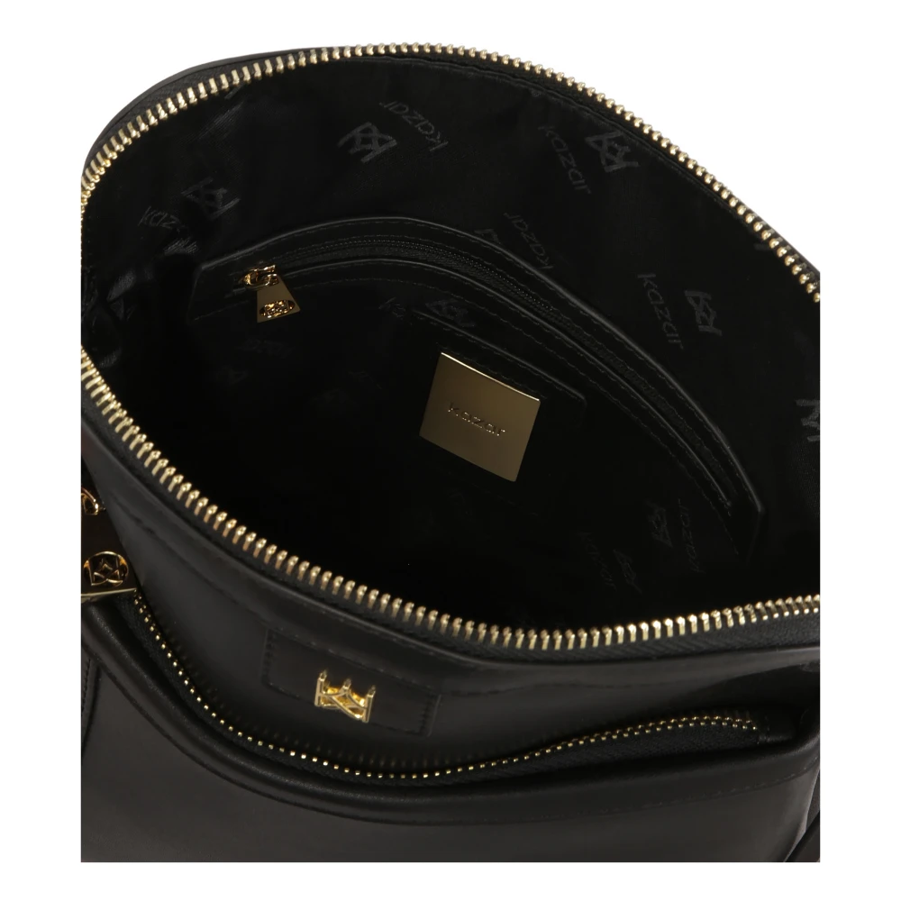 Kazar Zwarte leren posttas Black Dames
