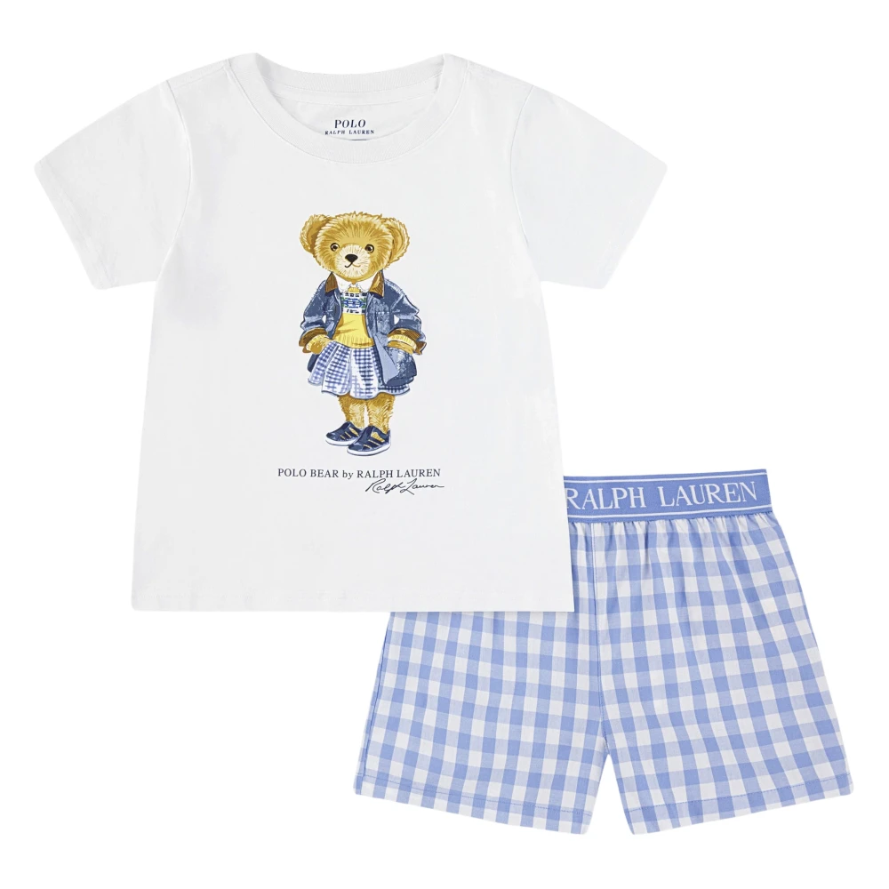 Ralph Lauren Women's Blue Polo Bear Short Pyjamas Set