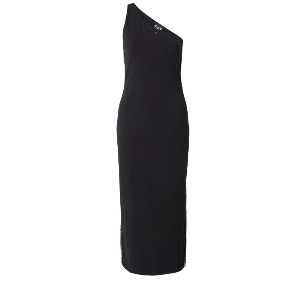 Emporio Armani Mujer Negro - Vestido Asimétrico De Punto Elástico Con Logo Series - Dresses - L