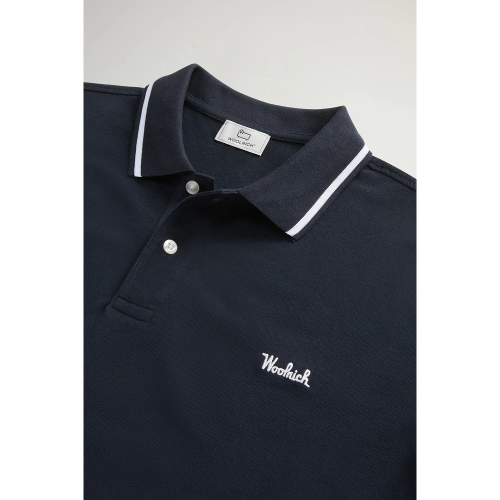 Woolrich Grafische Polo Shirt met Gestreepte Details Blue Heren