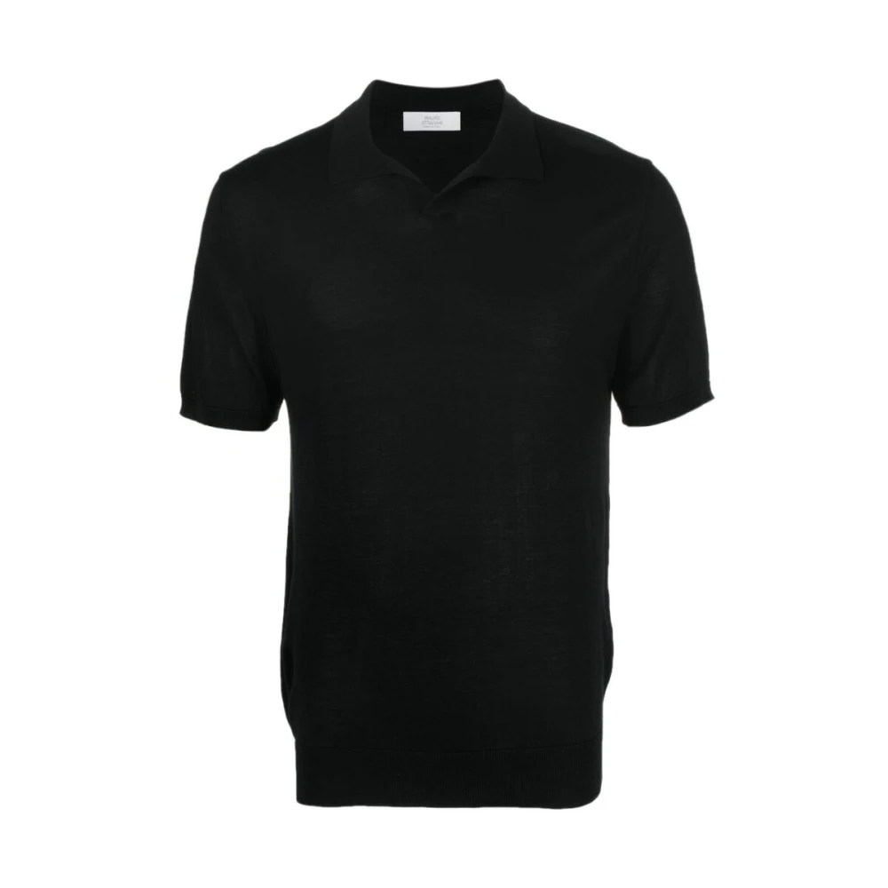 Mauro Ottaviani Zwart Zijden Polo Shirt Black Heren