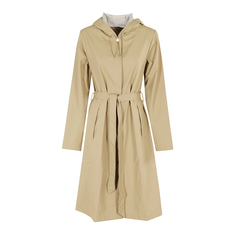 Rains Langere Jas met A-Line Stijl Beige Dames