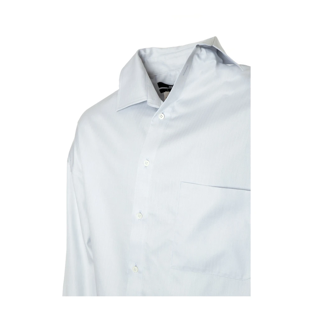 Jacquemus Asymmetrisch Oversized Shirt met Knoopdetail Blue Heren