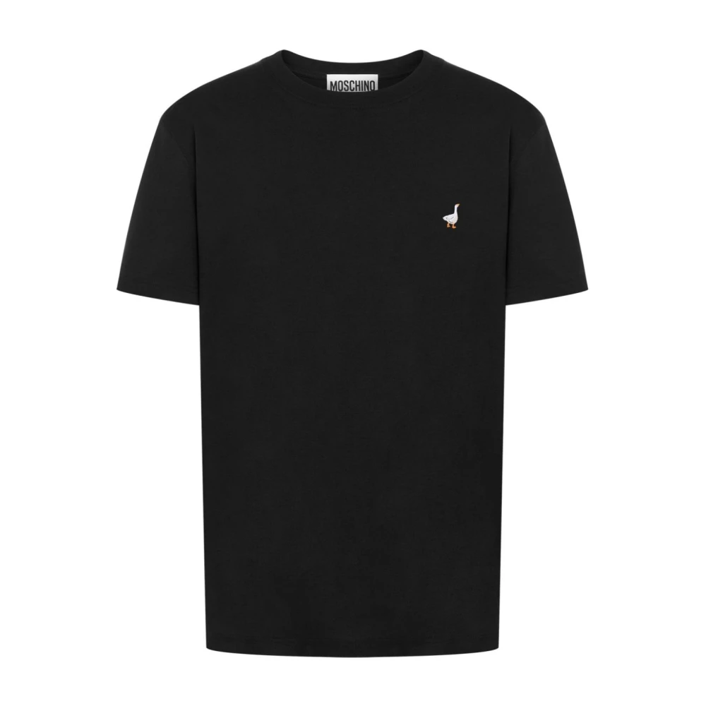 Moschino Eend Geborduurde Zwarte T-shirts en Polo's Black Heren