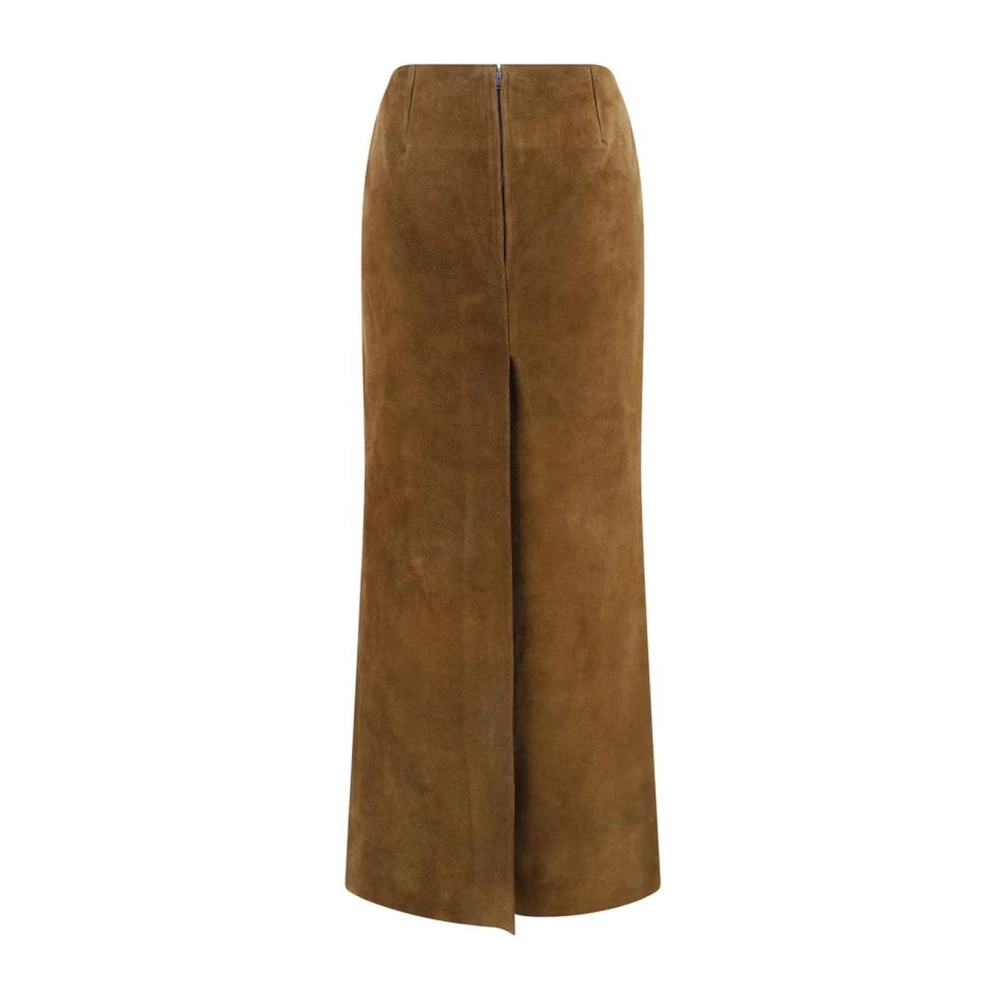 Marni Hoge taille suède midi rok met split Brown Dames