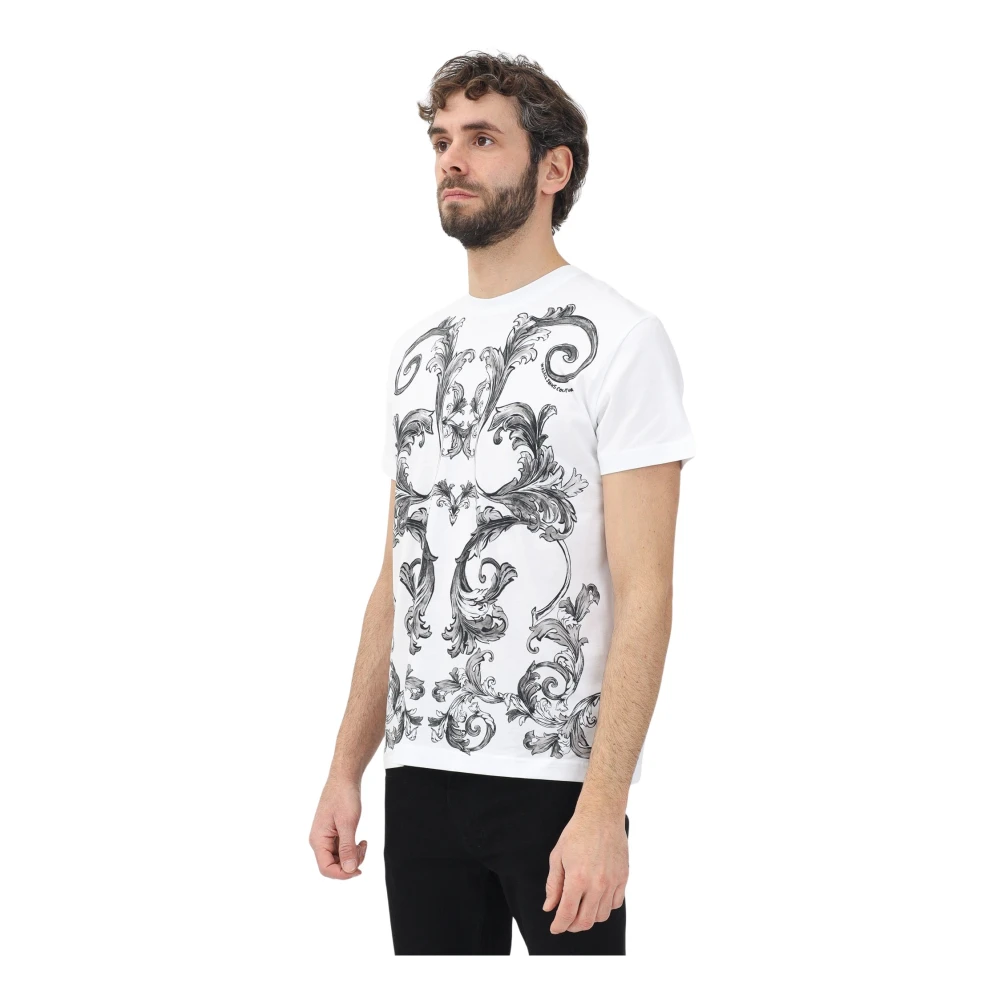 Versace Jeans Couture Barocco Outline Wit T-shirt White Heren