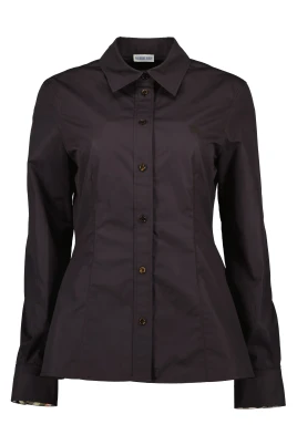 Brun Poplin Skjorta, Slim Fit, Logo