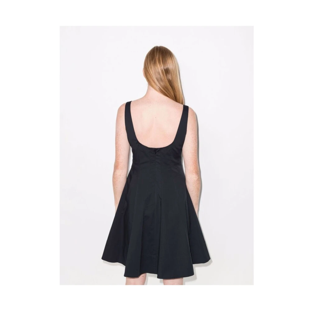 Staud Zwarte Katoenen Vierkante Hals Jurk Black Dames