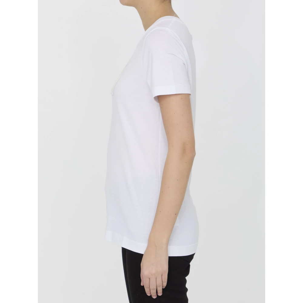 Dolce & Gabbana Witte T-shirt met Kant Logo White Dames