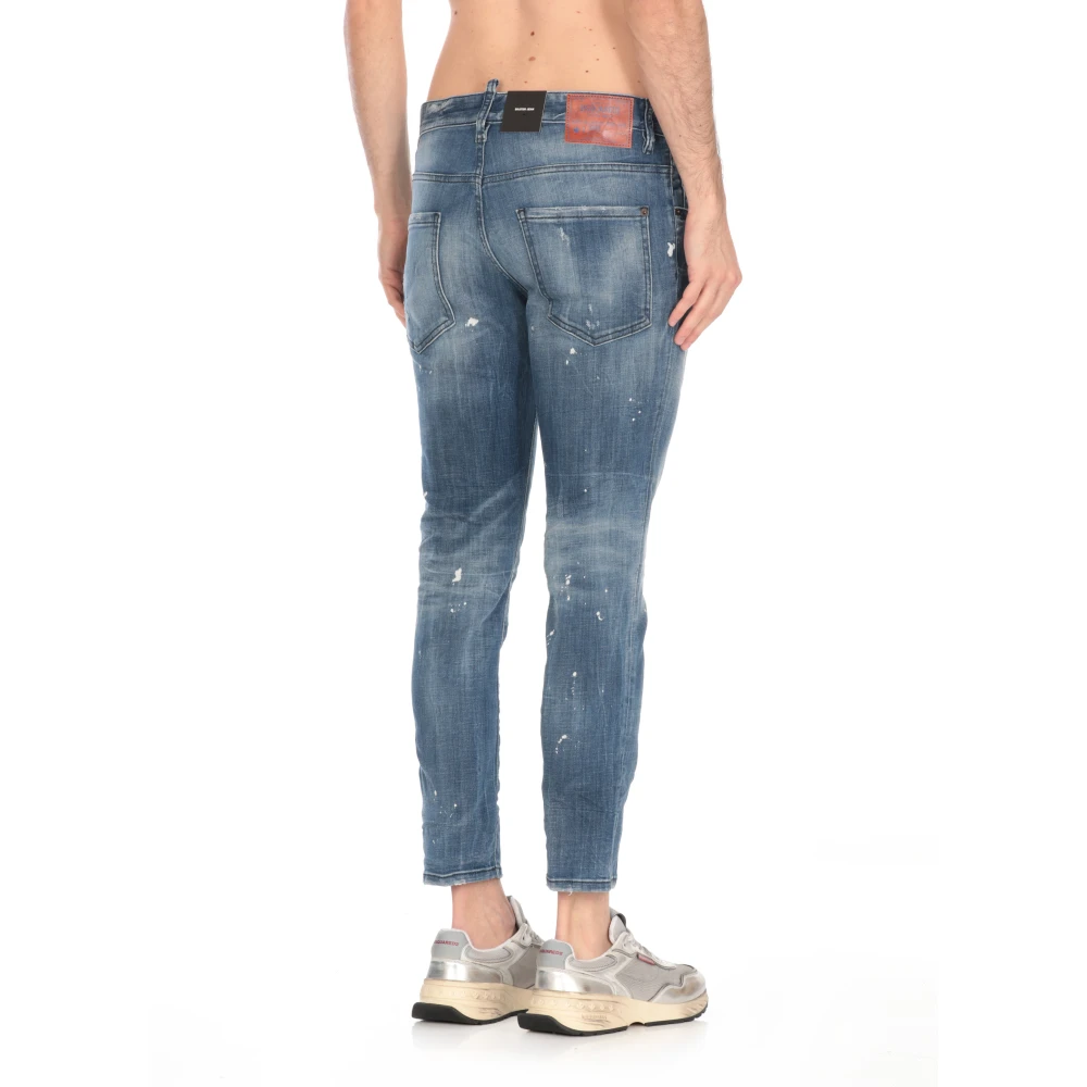 Dsquared2 Blauwe Katoenen Jeans met Gescheurde Details Blue Heren