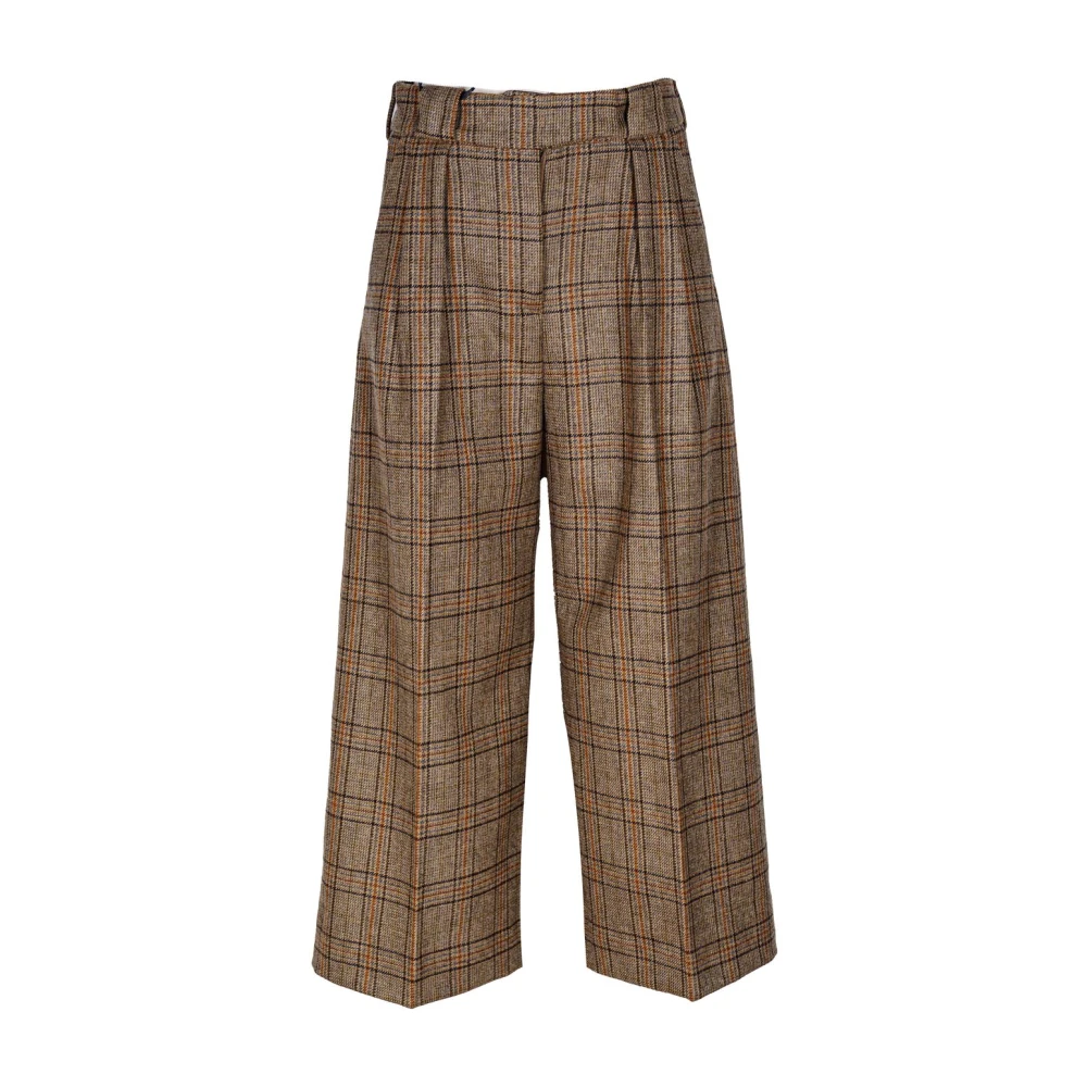 Briglia Women's Brown High-Waisted Culotte Trousers In Wool Extra Small