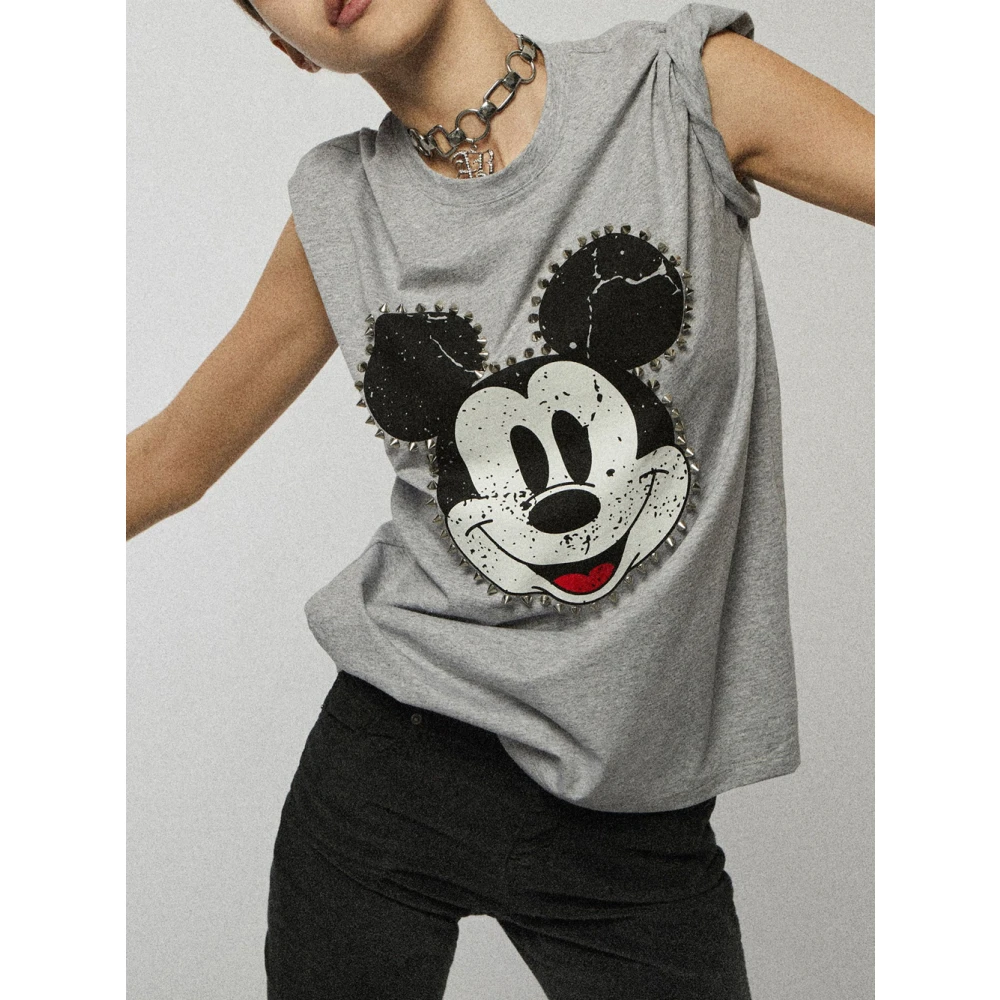 Aniye By Mickey Mouse Print T-shirt Gray Dames