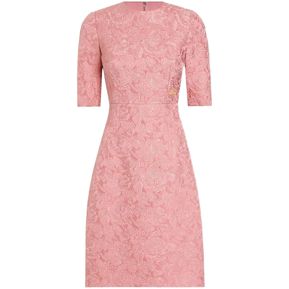 Dolce & Gabbana Puderrosa Jacquard Logo Klänning Pink, Dam