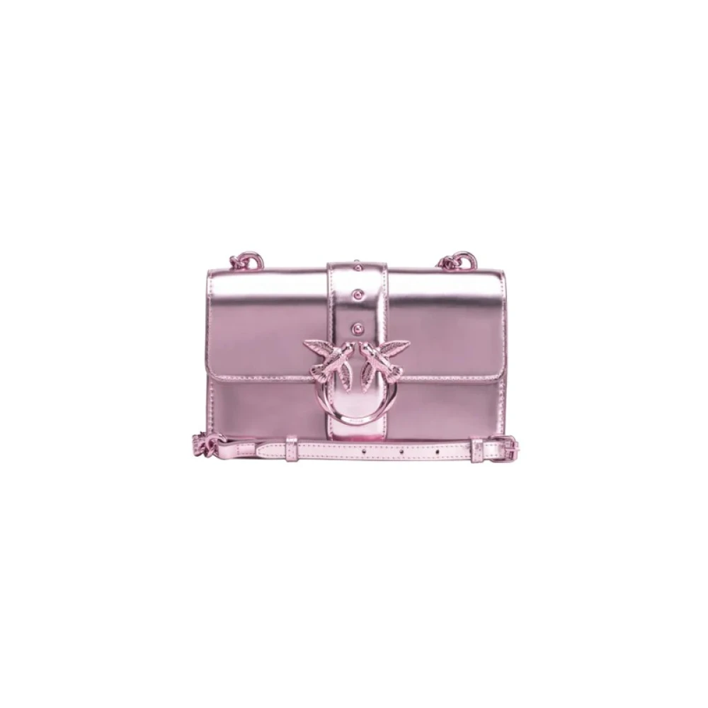 Pinko Lila Leren Schoudertas Purple Dames