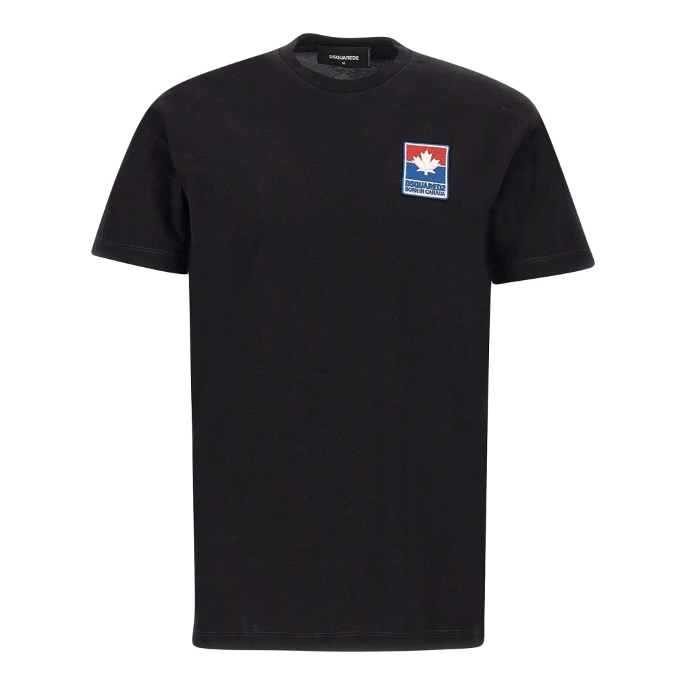 Dsquared2 Zwart Katoen Logo T-shirt Ronde Hals Korte Mouw Black Heren