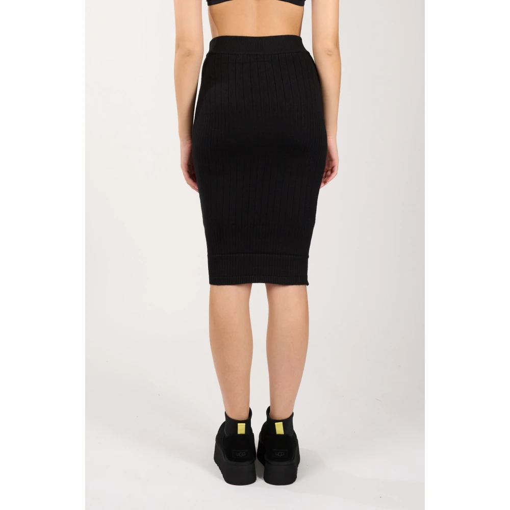 Hinnominate Geribbelde Midi Jurk in Mos Black Dames