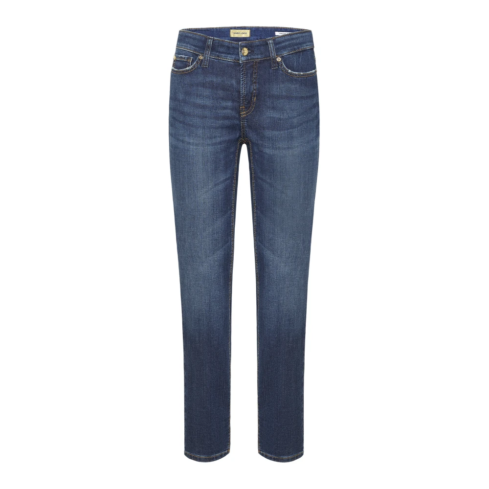 Cambio Mörk Denim Cropped Jeans Blue, Dam